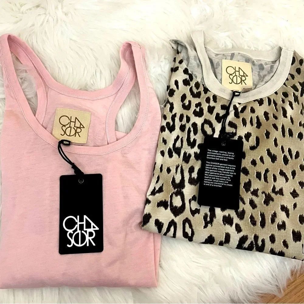 Chaser Tanktop Bundle Pink/ Cheetah Print M NEW